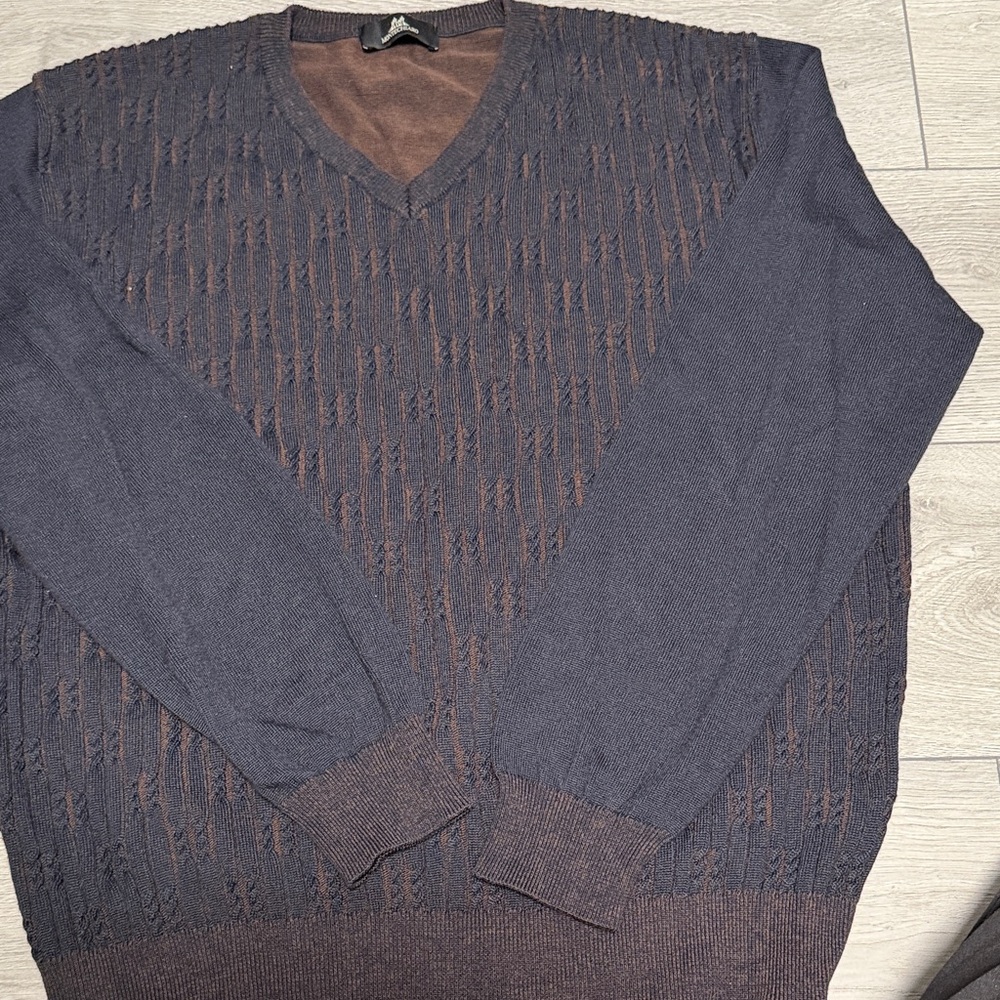 Men's Montechiaro Navy and Brown Sweater